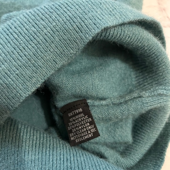 Pilcro Anthropologie Women's Wool Blend Teal Turtleneck Sweater Vest OS Stretch - Picture 6 of 9